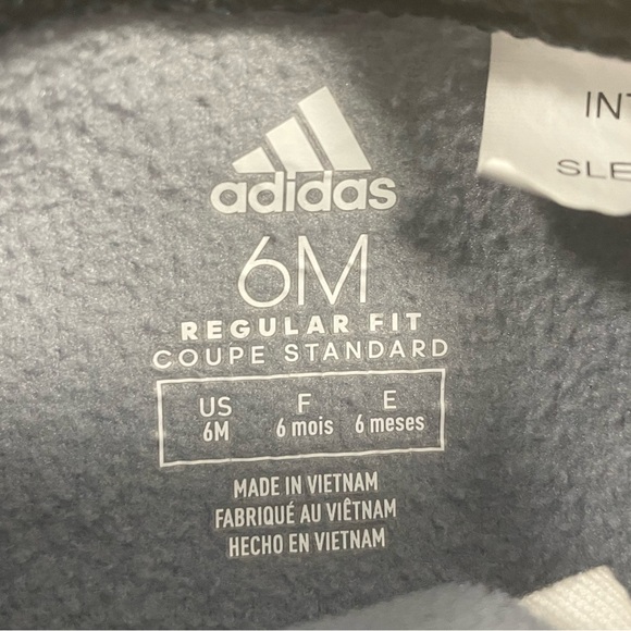 Adidas 3 stripes baby onesie size 6 months Grey And Black - Picture 7 of 7